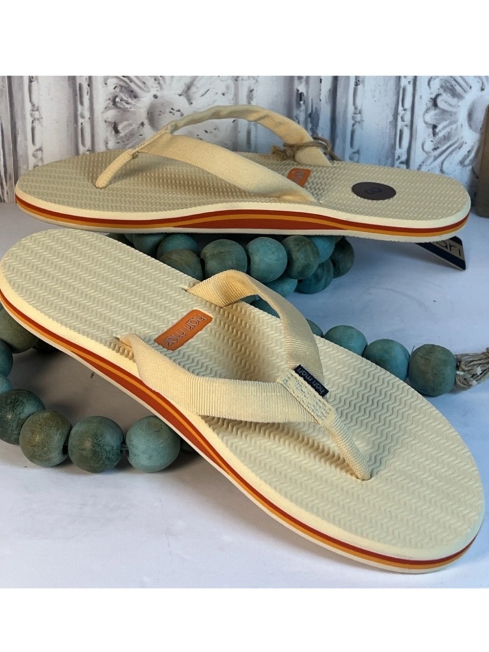 NWT Hari Mari Dune’s Flip Flop Sandals Dunes Cream Sherbert Women’s 8 - Picture 8 of 16
